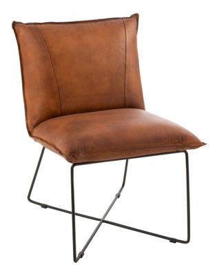 J-Line Fauteuil 'Vincenza' Leder, kleur Cognac