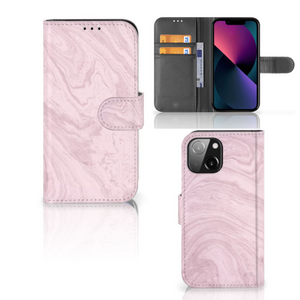 iPhone 13 Mini Bookcase Marble Pink - Origineel Cadeau Vriendin