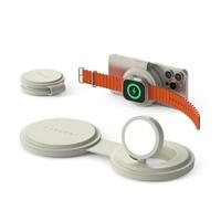 SATECHI OnTheGo 2-in-1 Qi2 Reislader met 15W snelladen voor iPhone en 5W voor Apple Watch, Draadloze magnetische MagSafe oplader – Zand