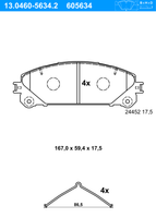 Remblokkenset, schijfrem ATE, u.a. für Lexus, Toyota