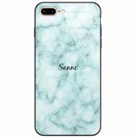 iPhone 8 Plus/7 Plus glazen case naam - Marmer mint