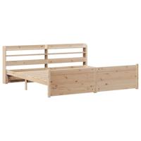 vidaXL Bedframe met hoofdbord massief grenenhout 180x200 cm, bed, bed ombouw, boxspring, bedbodem, slaapkamermeubel, twijfelaar bed, 2 persoonsbed