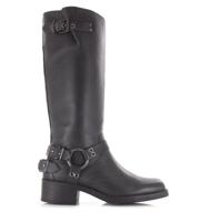 POELMAN Poelman - Hoge leren biker boots met rit Zwart Leer Cowboy laarzen Dames