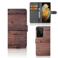 Samsung Galaxy S21 Ultra Book Style Case Old Wood - thumbnail