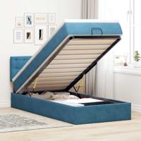 vidaXL Ottoman bed met matras en LED's 100x200 cm fluweel donkerblauw
