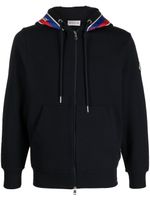 Moncler hoodie zippé à bande logo - Bleu