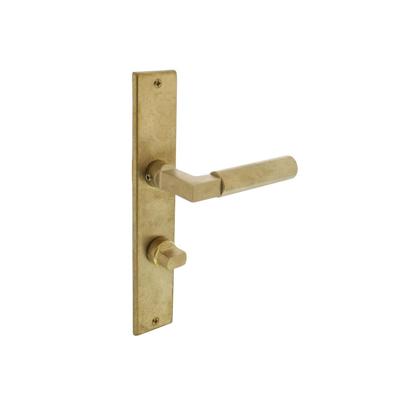 Deurkruk Bau-stil op schild met toilet-/badkamersluiting messing getrommeld Deurkruk Bau-stil op schild met toilet-/badkamersluiting messing getrommeld
