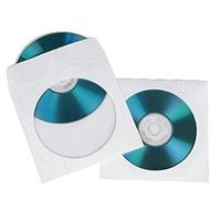 Hama Cd/DVD-/Blu-ray papieren hoezen (met transparant kijkvenster, afsluitbaar) pak van 100, wit
