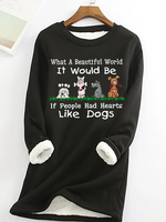 Women's Love Dogs Fleece Casual Sweatshirt - thumbnail