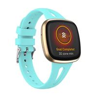 By Qubix - Compatible met Fitbit Versa 3 & 4 / Sense 1 & 2 - Sportbandje druppel design - Large - Lichtblauw - Compatible fitbit bandje