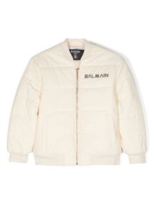 Balmain Kids veste bomber à logo imprimé - Tons neutres