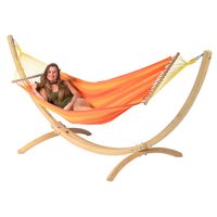 Hangmat met Standaard Eénpersoons 'Wood & Relax' Orange - Oranje - Tropilex ®