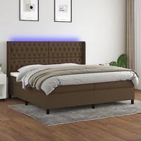 vidaXL Boxspring met matras en LED stof donkerbruin 200x200 cm