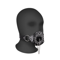 Ouch! by Shots Open Mouth Gag with Plug Stopper - Black - thumbnail