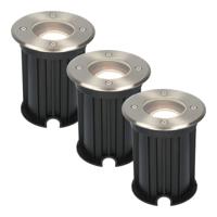 Set van 3 Maisy LED Grondspot - Dimbaar - Rond - Ø12cm - GU10 - 5 Watt 400 Lumen - 4000K neutraal wit - RVS - IP67 waterdicht - Tuinspot - Oprit