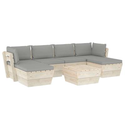 vidaXL 7-delige Loungeset met kussens pallet vurenhout