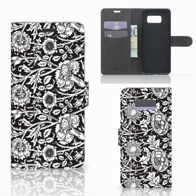 Samsung Galaxy S8 Plus Hoesje Black Flowers Samsung Galaxy S8 Plus Hoesje Black Flowers