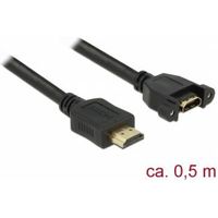 Delock 85463 Kabel HDMI-A male > HDMI-A female paneelmontage 4K 30 Hz 0,5 m