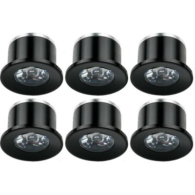 LED Veranda Spot Verlichting 6 Pack - 1W - Natuurlijk Wit 4000K - Inbouw - Dimbaar - Rond - Mat Zwart - Aluminium - Ø31mm