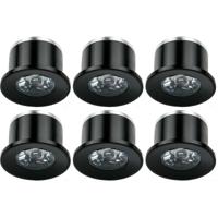LED Veranda Spot Verlichting 6 Pack - 1W - Natuurlijk Wit 4000K - Inbouw - Dimbaar - Rond - Mat Zwart - Aluminium - Ø31mm