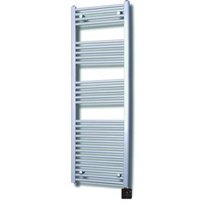 Elektrische Design Radiator Sanicare Plug & Play 172x60 cm Zilvergrijs 730 Watt Met Zwarte Thermostaat En Bluetooth Links