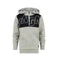 Vingino hoodie Nijato met printopdruk grijs melange/zwart