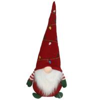 Decoratie kerstman gnome pop - 52 cm - rood - pluche - dwerg/kabouter