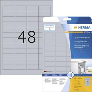 Herma 4221 Etiketten voor typeplaatjes 45.7 x 21.2 mm Polyester folie Zilver 1200 stuk(s) Permanent hechtend Laser (zwart/wit), Kopiëren (zwart/wit),