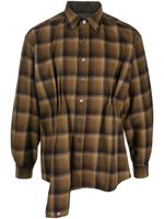 Maison Margiela x Pendleton asymmetric plaid wool shirt - Marron - thumbnail