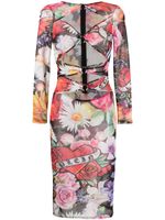 Philipp Plein robe Love Flowers à coupe mi-longue - Noir