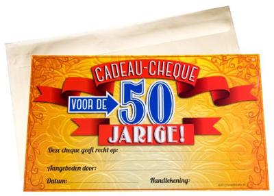 cadeaucheque 50 Jaar 34,5 cm papier oranje/rood cadeaucheque 50 Jaar 34,5 cm papier oranje/rood