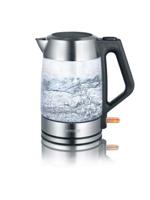 Severin WK 3475 Waterkoker Snoerloos Glas, RVS (geborsteld), Zwart