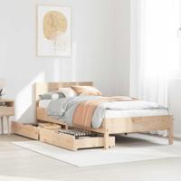 vidaXL Bedframe met hoofdbord massief grenenhout 75x190 cm, bed, bed ombouw, eenpersoonsbed, bedbodem, slaapkamermeubel, 1 persoonsbed