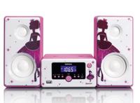 Lenco Princess MC-020 Stereo-installatie, compact systeem met Bluetooth, USB en FM-radio (wekfunctie, USB-oplader, aux, hoofdtelefoonaansluiting) 2 x 5 watt (RMS)