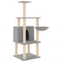 vidaXL Kattenmeubel met sisal krabpalen 132 cm lichtgrijs, kattenpaal, kattenboom, kattenkrabpaal, kattenhuis, kattenmeubel, kattenpalen