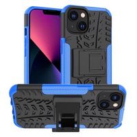 Antislip iPhone 14 Plus Hybrid Hoesje met Standaard - Blauw / Zwart