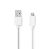 USB-Kabel | USB 2.0 | USB-A Male | USB-C© Male | 480 Mbps | Vernikkeld | 1.00 m | Rond | PVC | Wit - thumbnail