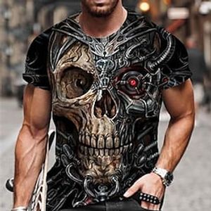 Voor heren Uniseks T-shirt halloween-overhemd Doodskoppen Grafische prints Strakke ronde hals Zwart Rood blauw Groen 3D-afdrukken Buiten Straat Korte mouw Afdrukken Kleding Sport Ontwerper Casual Lightinthebox