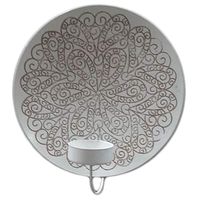 Ronde Metalen Muurdecoratie Mandala (Wit)