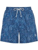 Brunello Cucinelli short de bain à imprimé cachemire - Bleu