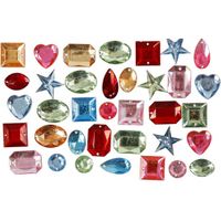 40x stuks Hobby materiaal glitter steentjes mix   -