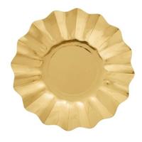 32x Diepe Kartonnen Bordjes Goud 21 Cm - Wegwerpborden Van Karton - Feestbordjes - Feestartikelen Tafeldecoratie