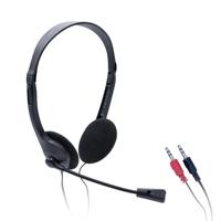 iggual Hoofdtelefoon met 90° draaibare microfoon en 1,8 m kabel met 2 x 3,5 mm jackstekker, inclusief wiel voor het instellen van het volume