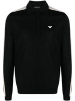 Emporio Armani logo-embroidered virgin-wool polo jumper - Noir - thumbnail