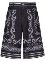 Dolce & Gabbana logo-print denim bermuda shorts - Noir