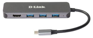 D-Link DUB-2333 USB-C (USB 3.2 Gen 2) multiport hub 5 poorten Antraciet