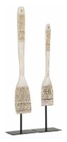 MUST Living Decoratie Tribal Spoon Teakhout, Set van 2 stuks - Wit - thumbnail