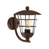 EGLO Buitenwandlamp Pulfero, 1-lichts buitenlamp, wandlamp van verzinkt staal en kunststof, kleur: bruin, fitting: E27, IP44