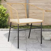 Tuinstoelen 2 st met kussens poly rattan bruin - thumbnail