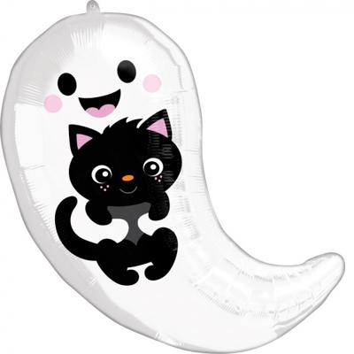 Amscan folieballon Ghost & Kitty Cuties 40 x 48 wit/zwart